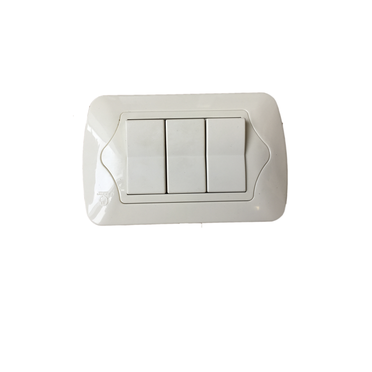 CET-EU-0111(S)-2 10A 110-250V-3 gang 2 way(small rocker) wall light switch and socket