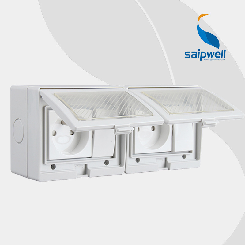 Saipwell Y One-Position Switch And Single Control With Two French Style Sockets 250V/13A IP55 Switch Socket(SPL-FRS)