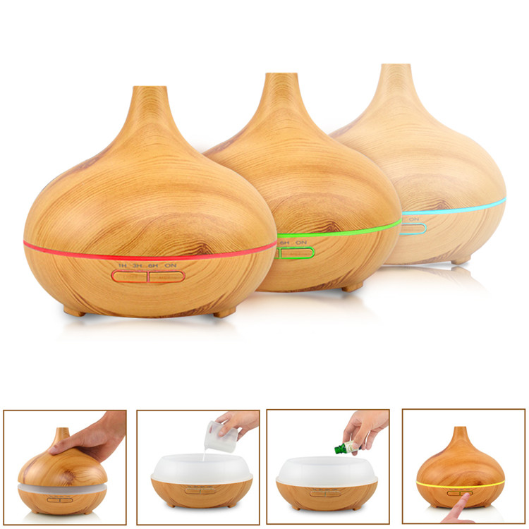 Hot sales EH804A 400ml 7 color LED wooden electric ultrasonic essential oil aroma diffuser  air humidifier