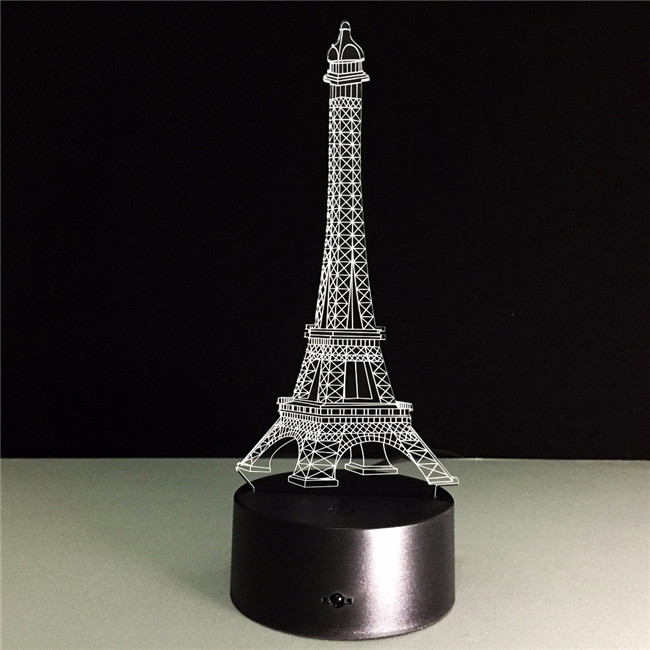 Colorful 3D Visual Eiffel Tower Night Lights Creative LED Gradient Lamp for Home Decoration