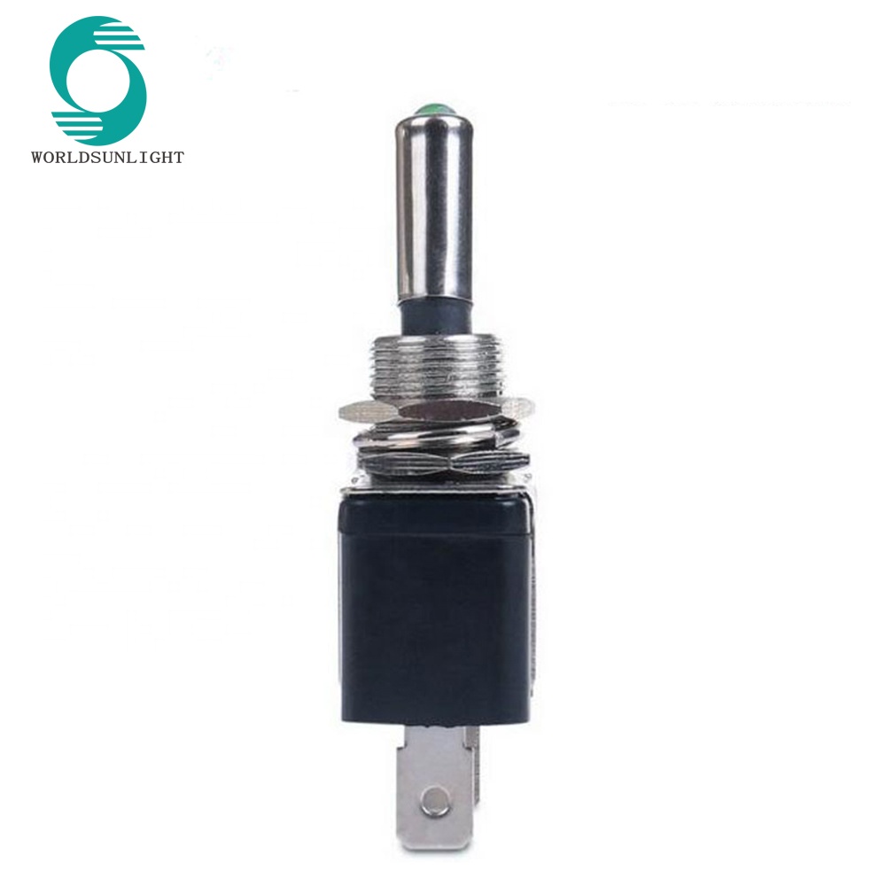 ASW-07D Green 12V 25A LED Light SPST Auto Toggle Switch with Cover