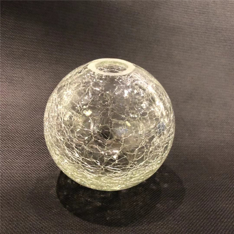 Custom Hand Blown Clear Cracked Glass Sphere Lamp Shade