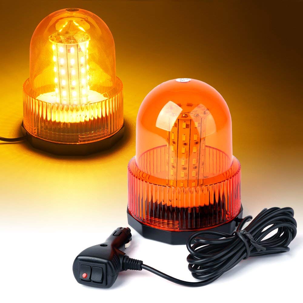 Amber/Yellow Rotating Revolving LED Beacon Strobe Light, with Magnetic Mount 40LEDs Emergency Warning Flashing Light