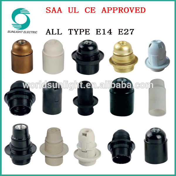 All types CE SAA UL approved waterproof E14 E27 LED lighting table lamp base bakelite lamp holder parts