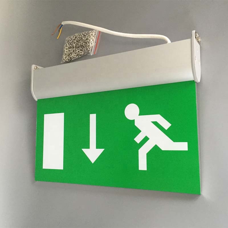 Fire Emergency Exit Light Fire Led Sign 1.5W Aluminum Board With Battery Backup