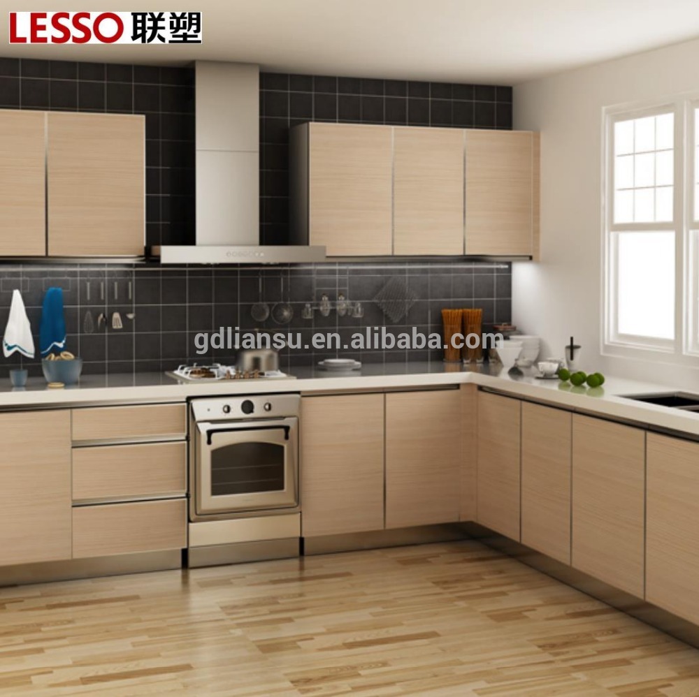 LESSO foshan melamine kitchen cabinet with Germany homag machine