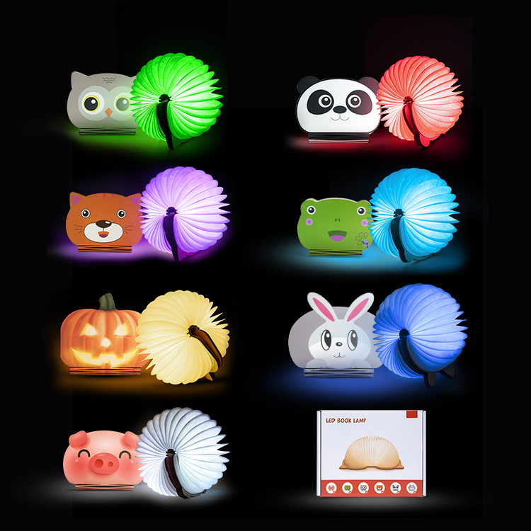 Wholesale High Quality Book Light Creative Gift Pig Owl Cat Panda Rabbit Pumpkin Cartoon LED Book Lamp