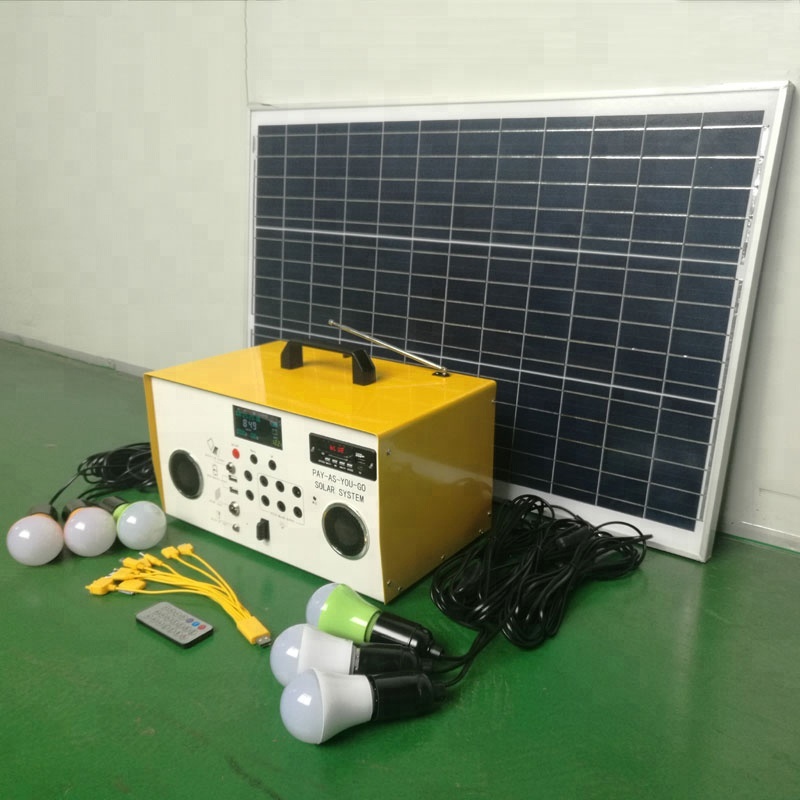 FM radio 60W new-solar energy system price for home use with 6pcs LED light bulbs