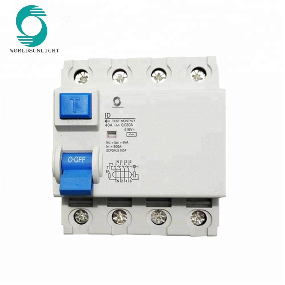 XID A AC type Electronic and electromagnetic 415V 30ma 40a 4p rccb residual current circuit breaker