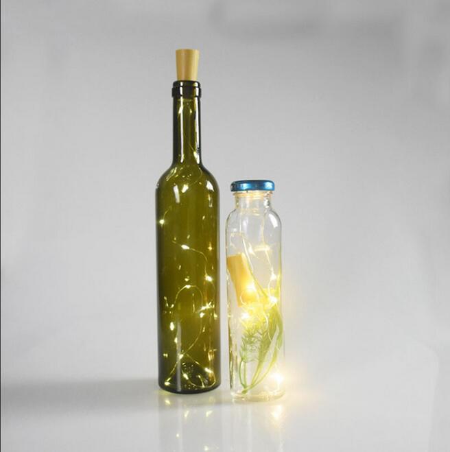 Factory wholesale G13 2M/20LED Cork Shape Mini Liquor Wine Bottle Copper String Lights