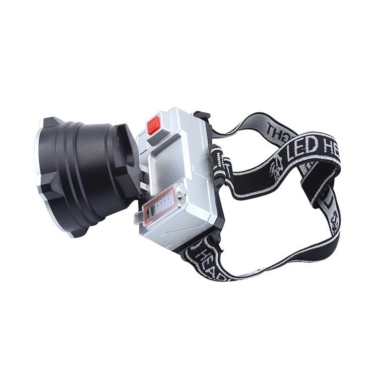 New revised design waterproof headlamp showing battery energy USB charging headlamp