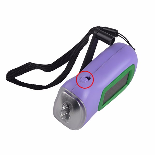 Outdoor Emergency 3 LED Hand Crank Dynamo Solar Power Flashlight