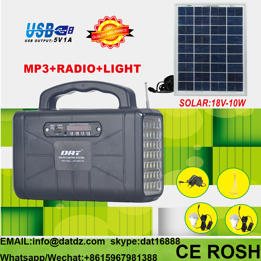 Portable solar lighting system kits with led bulbs radio and MP3 AT-9007B