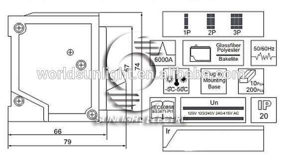 BH-P series black 6-100A 240/415V 1 pole 2 pole 3 pole 6KA plug in mcb miniature circuit breaker