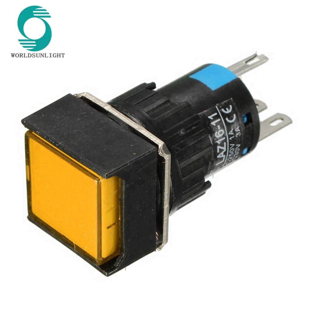 PBS-93-3 18*18mm 24 volt led illuminated momentary square push button switch