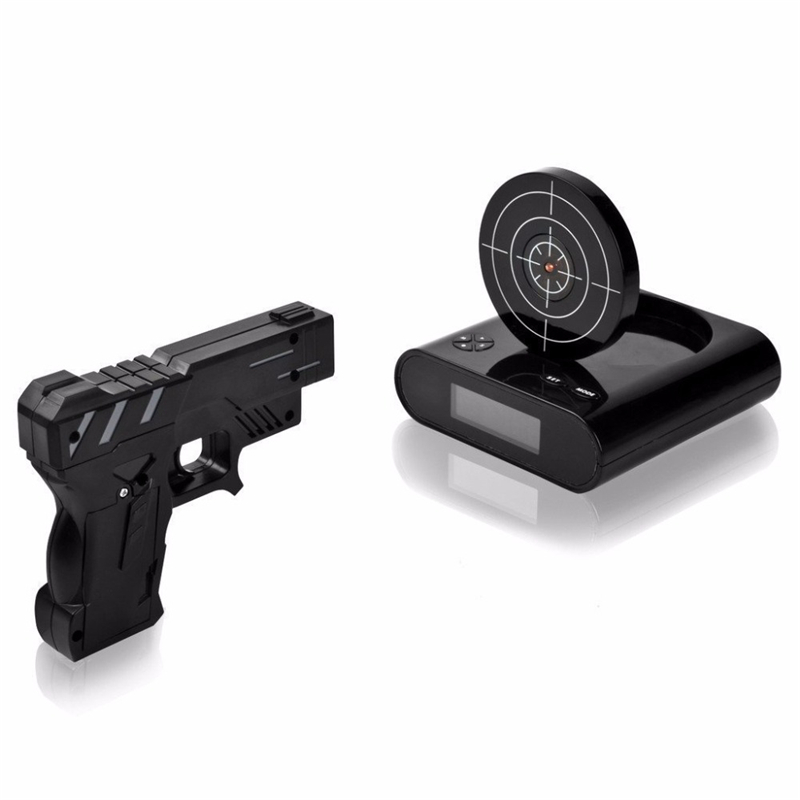 New Arrival Gadget Target Laser Shooting Gun Alarm Clock Digital Electronic Desk Clock Table Watch