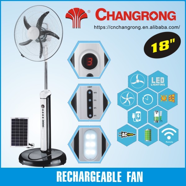 18inch rechargeable solar fan for home air cooler fan stand