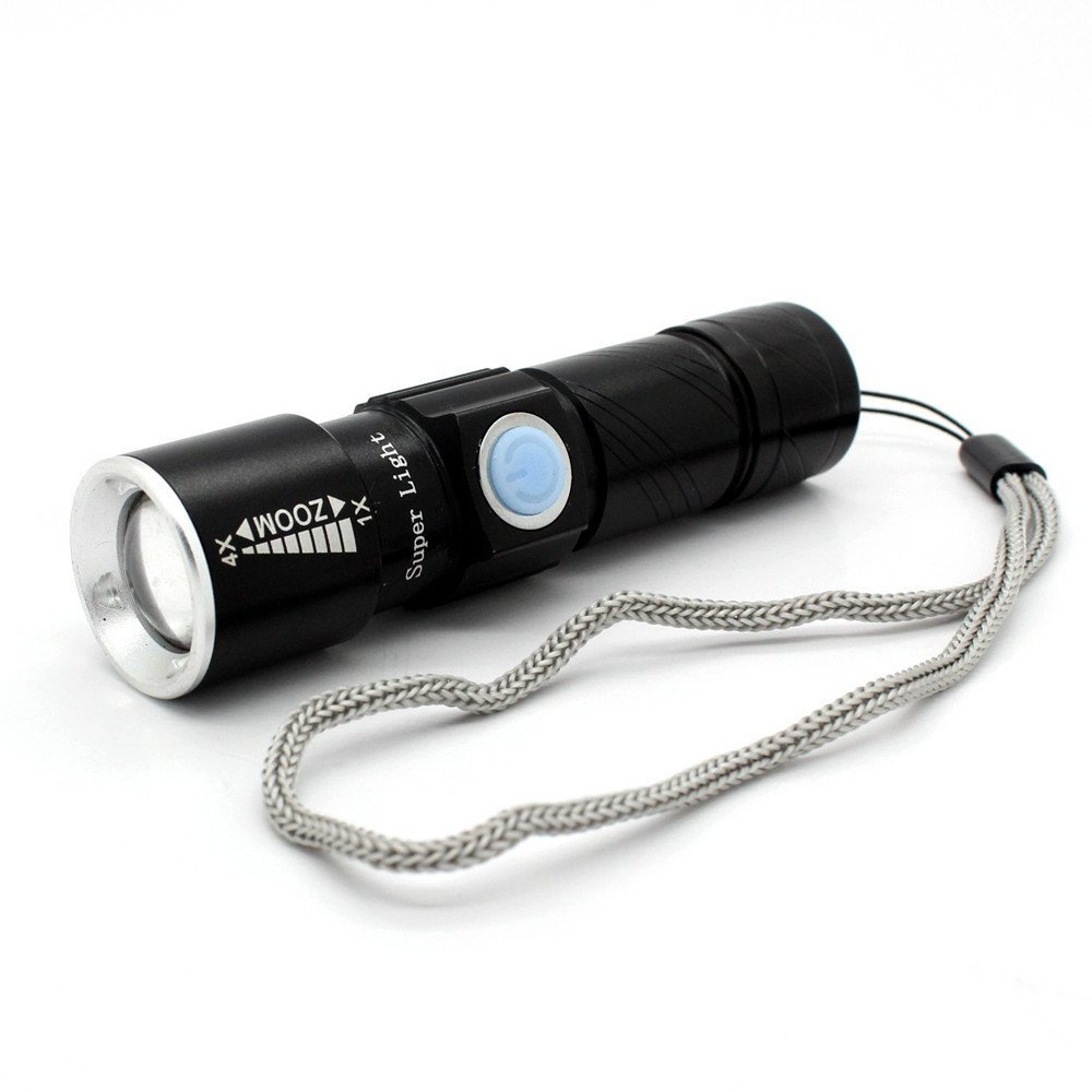 Aluminum 18650 Battery Built inside XPE 3W LED Pocket Mini USB Rechargeable Flashlight