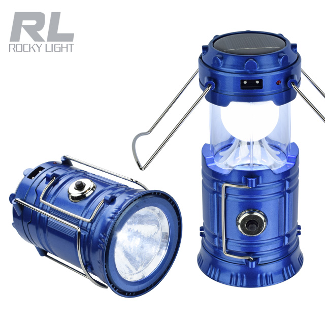 Plastic solar lantern rechargeable light 6+1LED Solar Lantern Flashlight