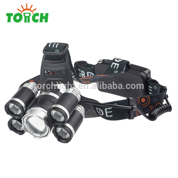 Super power 10w cree t6 + 2 * xpe bulb 5000 lumen 2*18650 rechargeable battery led headlamp