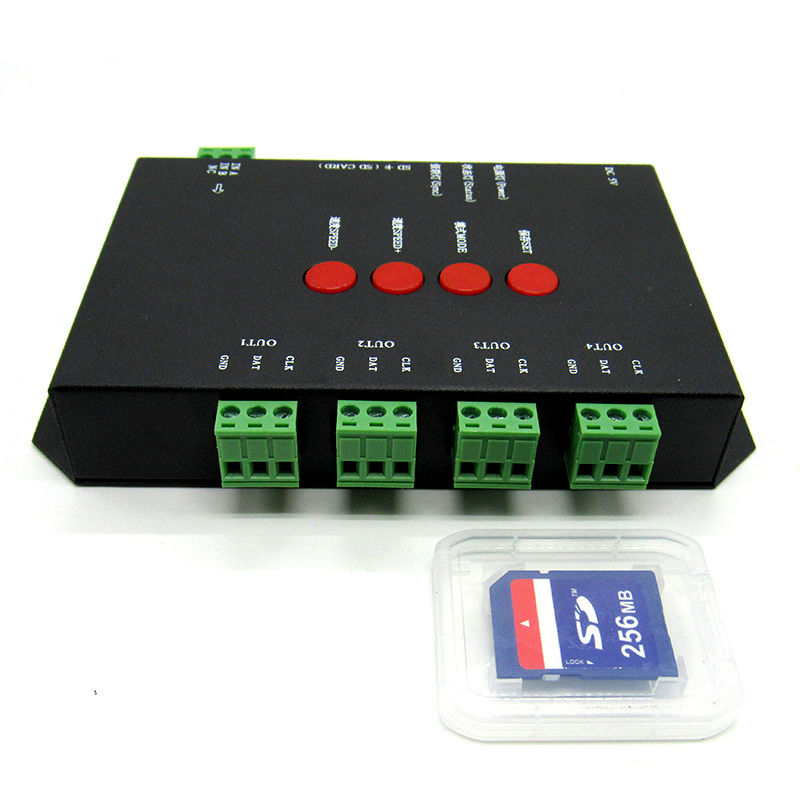 DC5V T-4000S SD card led RGB pixel controller , can max control 4096 pixels for WS2811 WS2801 WS2803 LP6803