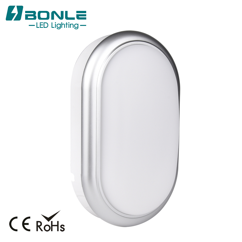 Industrial Modern Outdoor Waterproof IP65 Oval LED Bulkhead Light Fixture Metal Silver Slim Stainless Steel Fitting Lamp