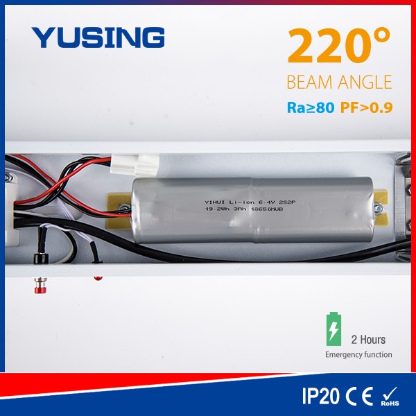 Surface Mounted Luminaire T8 Rechargeable 4ft LED Emergency Battery Operated Fluorescent Lights