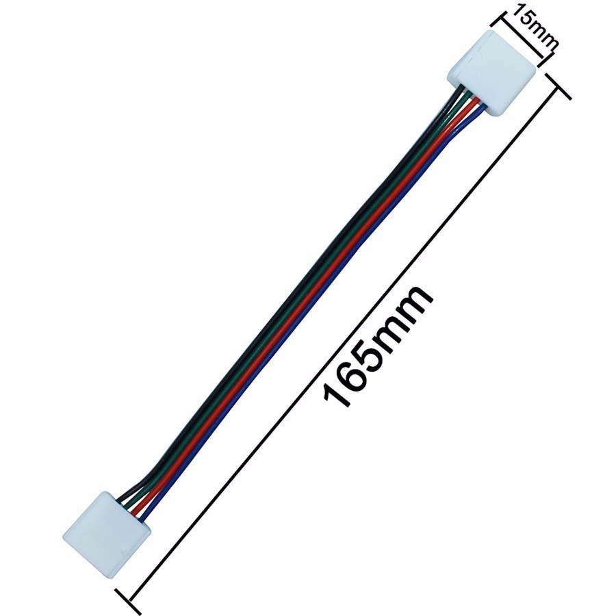 10mm 4 Pin LED RGB Strip Connector For SMD 5050 RGB LED Strip Light Solderless PCB Board with Two Female Connect Cable Connector