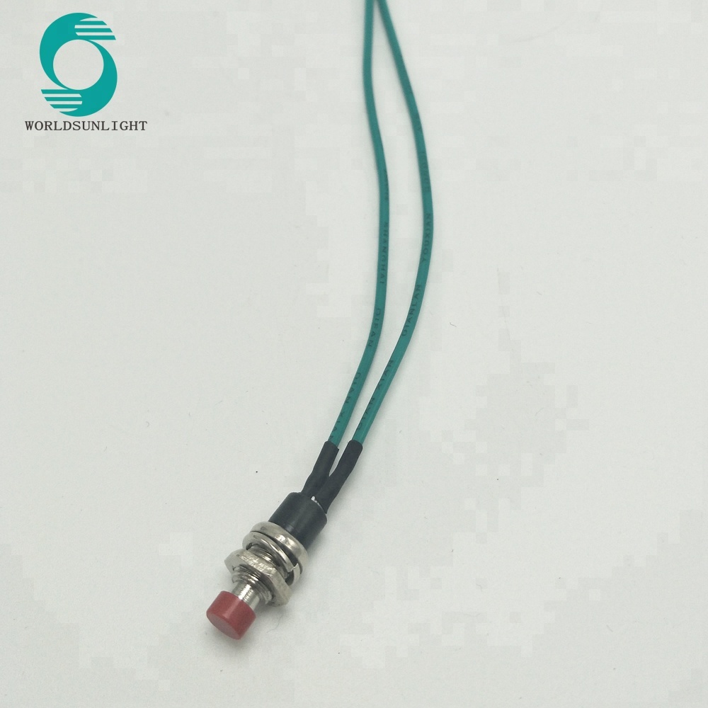 PBS-10B-2 Diameter 7mm AC 3A 125V 1A 250V PUSH-ON Red Momentary pre-wired Push Button Switch with 20cm wire