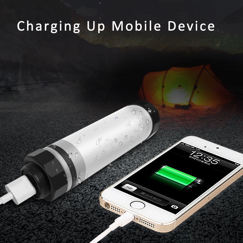 UYLED Red SOS Emergency Outdoor Waterproof IP68 Power Bank Tube Torch Rechargeable Camping Light