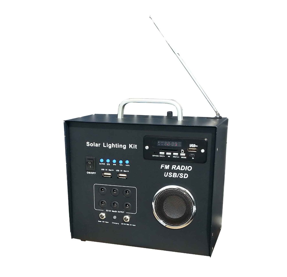 DC portable solar lighting kits mobile phone charging FM radio