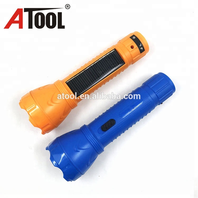 0.5w/1w rechargeable led torch flashlight with solar charging for camping