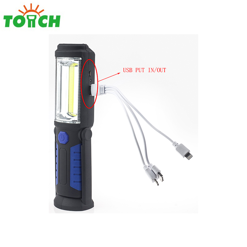 usb rechargeable led working light with power bank magnet hook