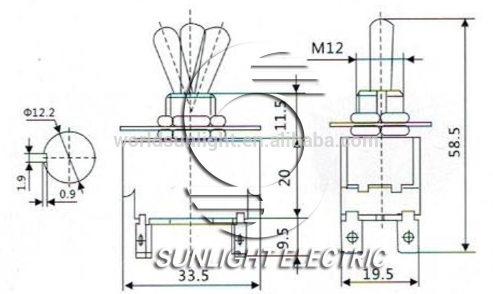 UL KN3(B)-201AAP ON-OFF DPST 10A 250VAC medium toggle switch