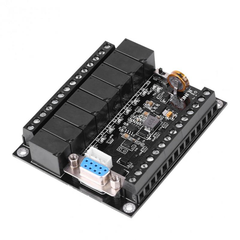 DC 24V PLC Regulator FX1N-20MR Industrial Control Board Programmable Logic Controller Black