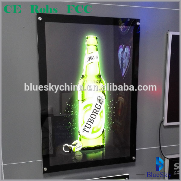 PMMA acrylic LED beer light box with laser dotting LGP