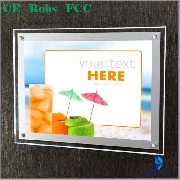 LED acrylic frameless small led light box picture frame for hanging picture display