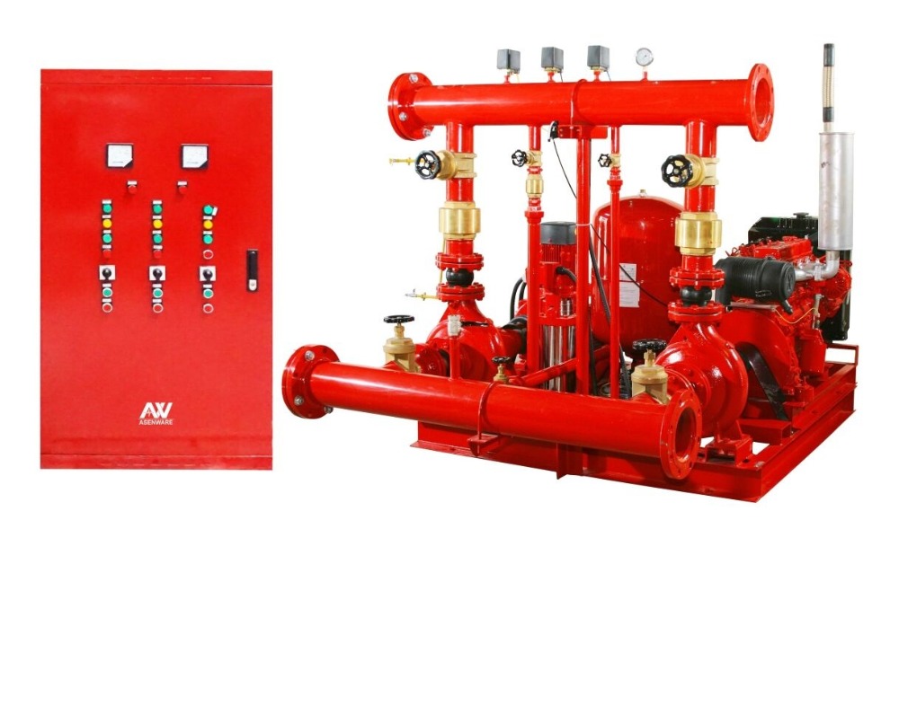 Diesel engine electric motor jockey pump pressure vessel control panel fire pump set