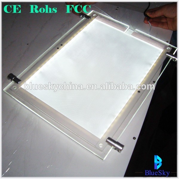 Double side A2 size ceiling hanging acrylic super slim led light box for cellphone advertising