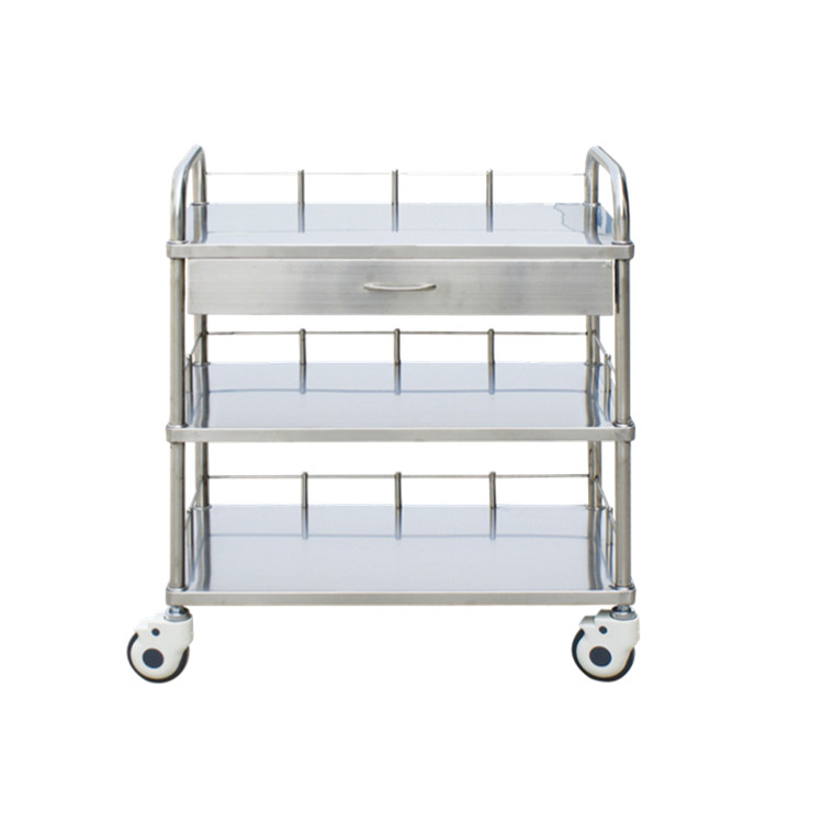 Stainless steel surgical instrument table in hospital mobile medical trolley