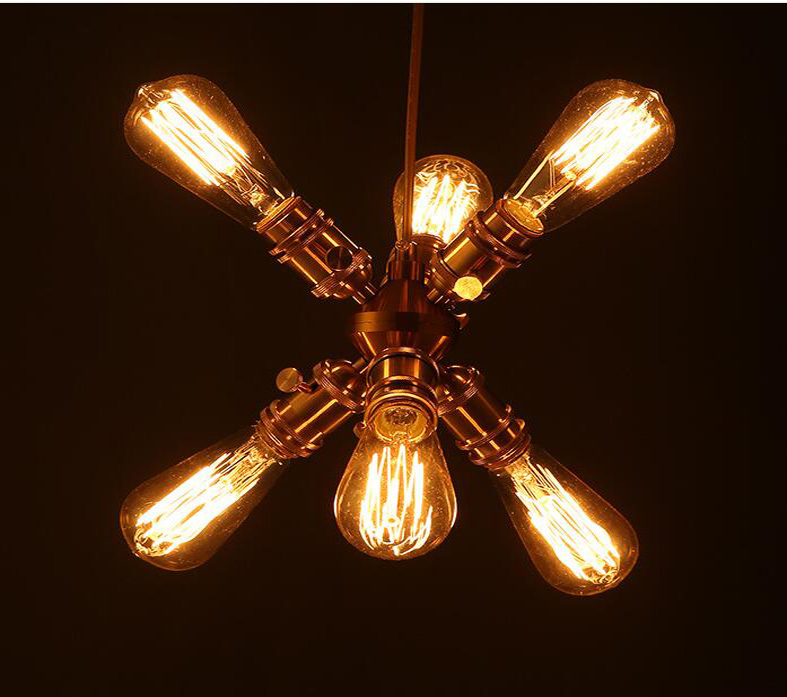 Vintage Copper Pendant Lamp Restaurant Pendant Lights Retro Edison bulbs Creative Hanging Lighting