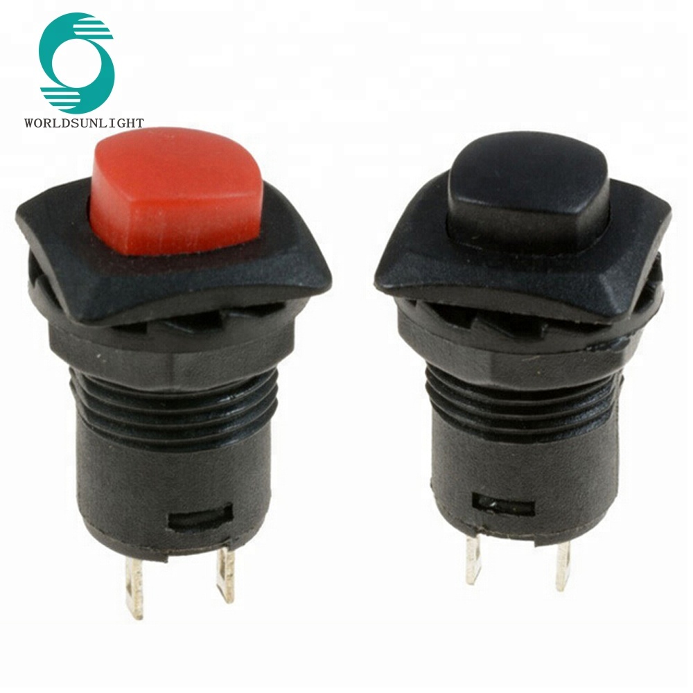 PBS-44B 12.5mm 1NO SPST Red Square Head Panel Mounting Momentary Push Button Switch