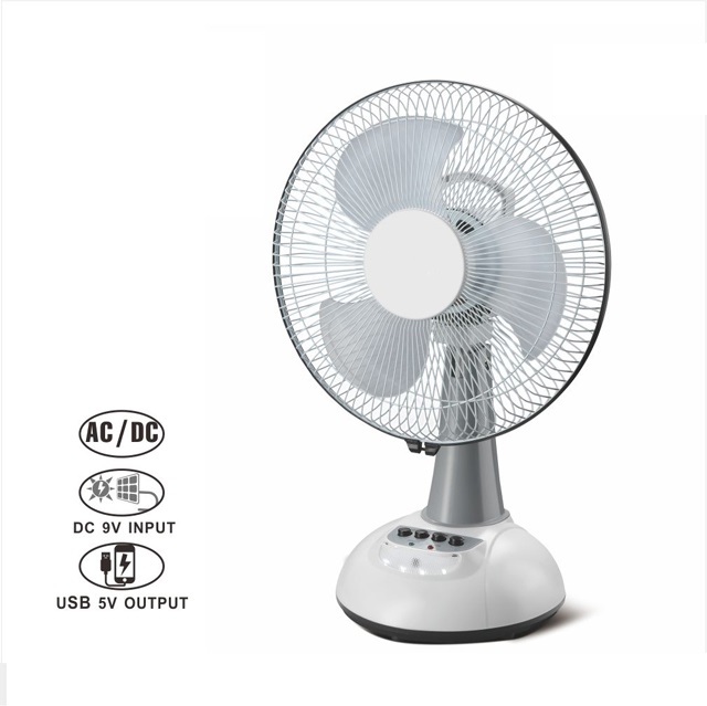 14'' rechargeable emergency table fan with LED light AC/DC fan