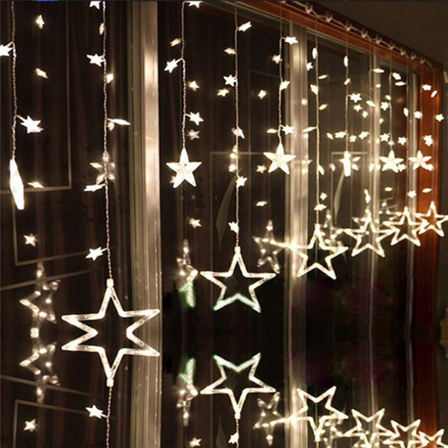 Twinkle Party Wedding Holiday LED Christmas Garland Star Curtain Decoration light