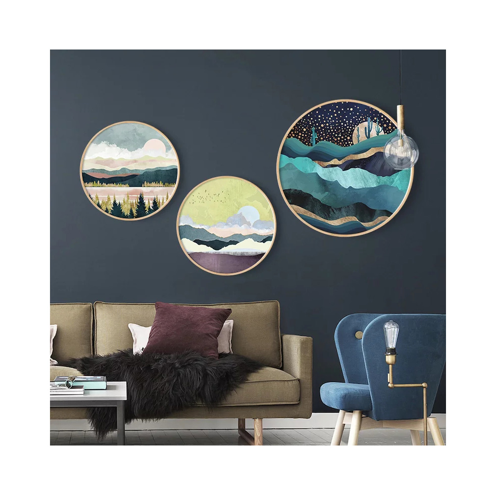 Easy to install round shape  picture frame and  metal frame for decorative painting frame with canvas to home decorative