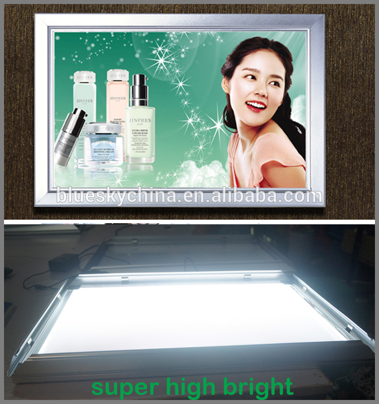 Factory supply Snap frame edge-lit 16x20''aluminum light box display acrylic photo frame