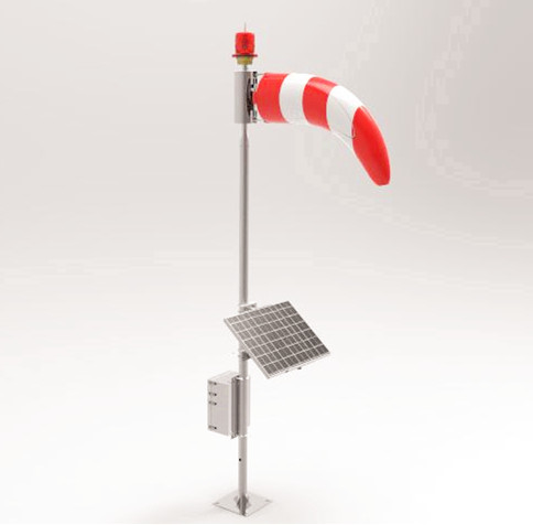 Heliport ,Airport DC12V Solar Power windsock with indicator lights/CE red lighted windsock/BV white and orange  windsock