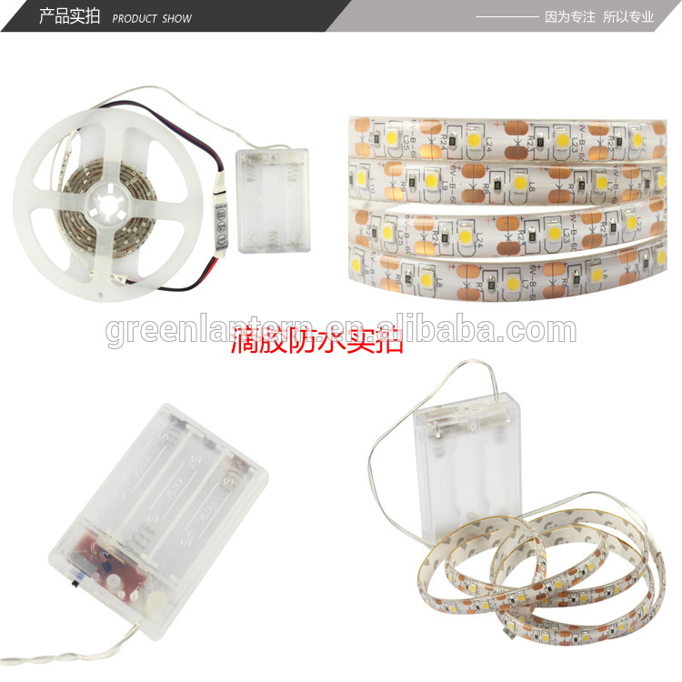 1M 60leds RGB led light strip battery powered + RGB Remote controller + USB cable + battery Box SMD 5050