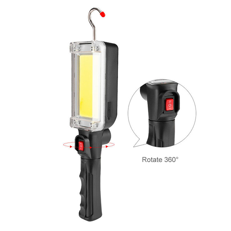 15W 800lm Rechargeable LED inspection light with hook and magnet