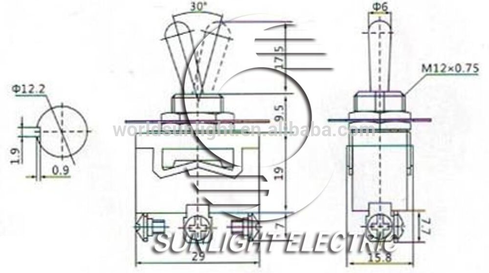 KN3(C)-103 ON-OFF-ON SPDT 3P 3 positon 1122 power control medium toggle switch